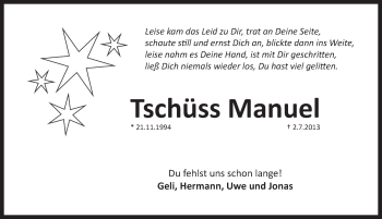 Traueranzeige von Manu Sebald von Pegnitz-Zeitung